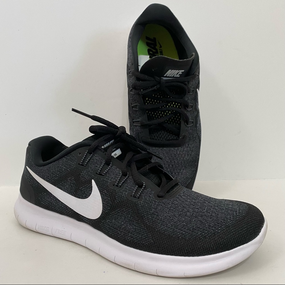 Nike Men’s 9 Free RN 880838-01 Black/Gray/White Running Shoes Lace up Knit